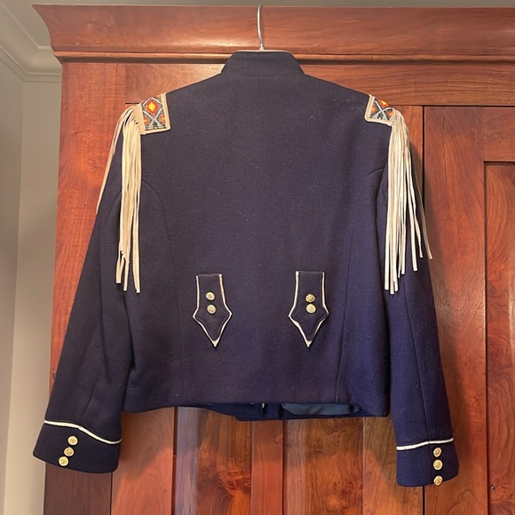 Vintage Diamond Leathers Western Suede Fringe and Bead Military Jacket - Picture 4 of 6